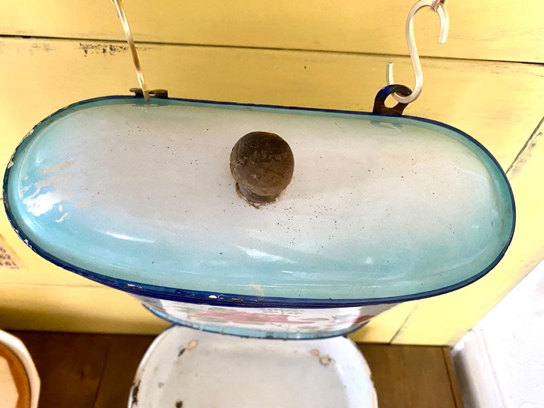 希少 フランス アンティーク ホーロー ファウンテン 花柄