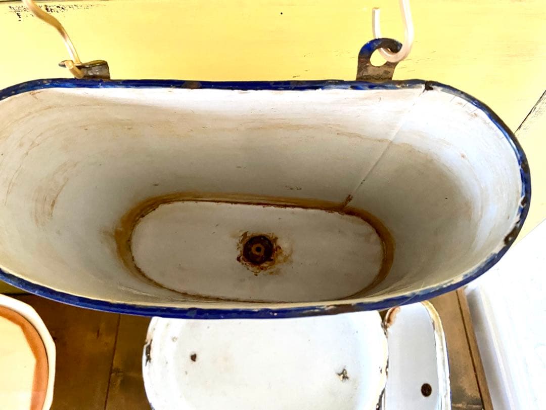 希少 フランス アンティーク ホーロー ファウンテン 花柄