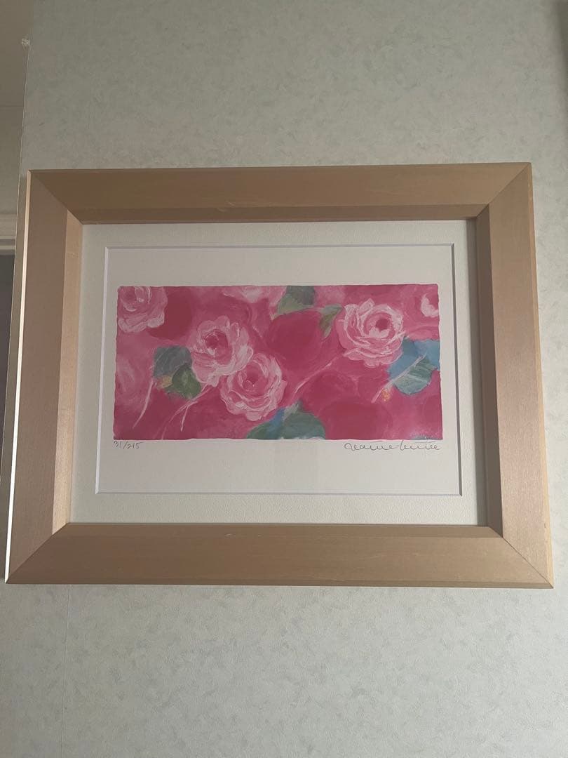 額入り版画 限定ジクレー ジニーキム バラの花 現行品 サイン.ED.証明書