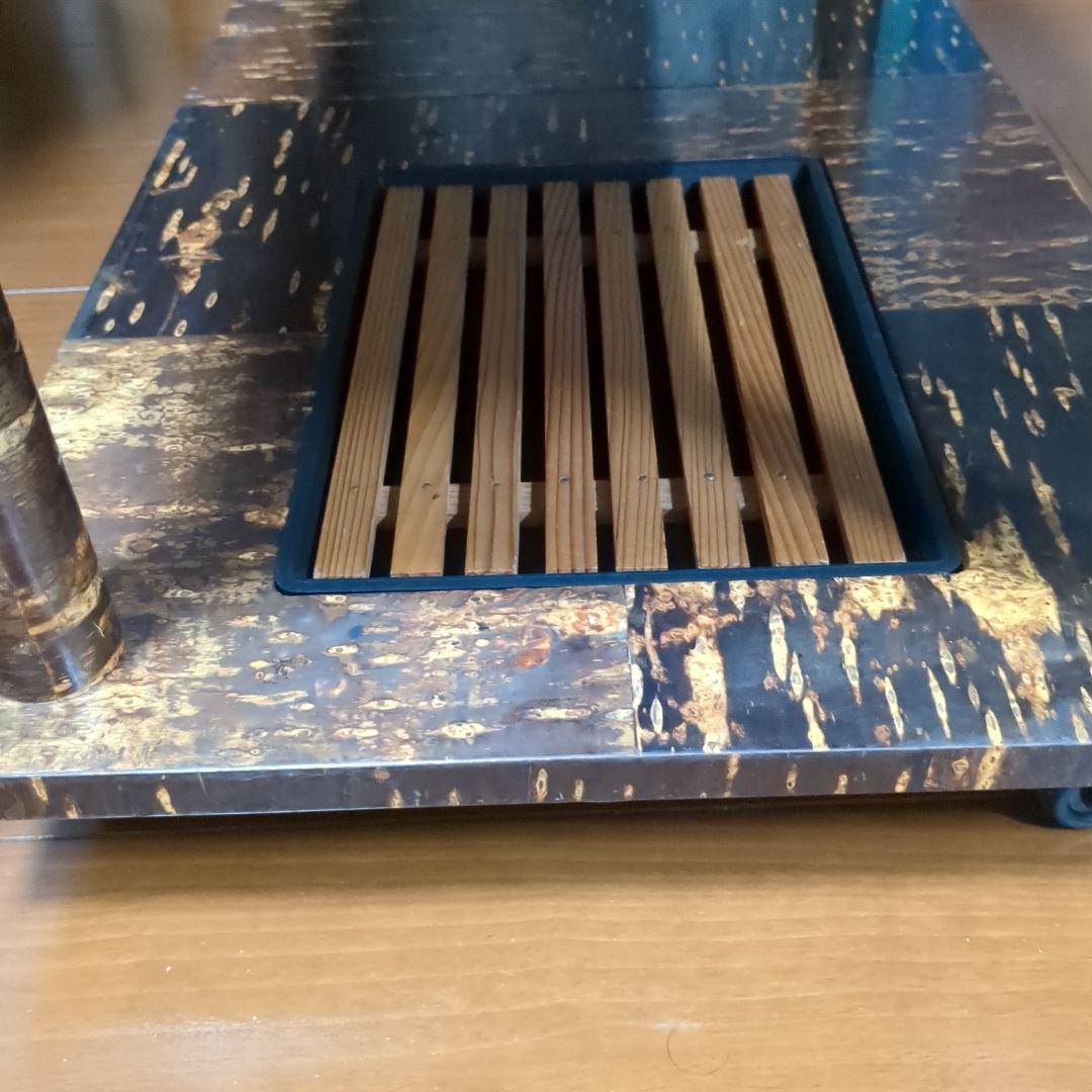 樺細工キャスター付きポットワゴン茶道具飾り棚ラック桜伝統工芸レトロ