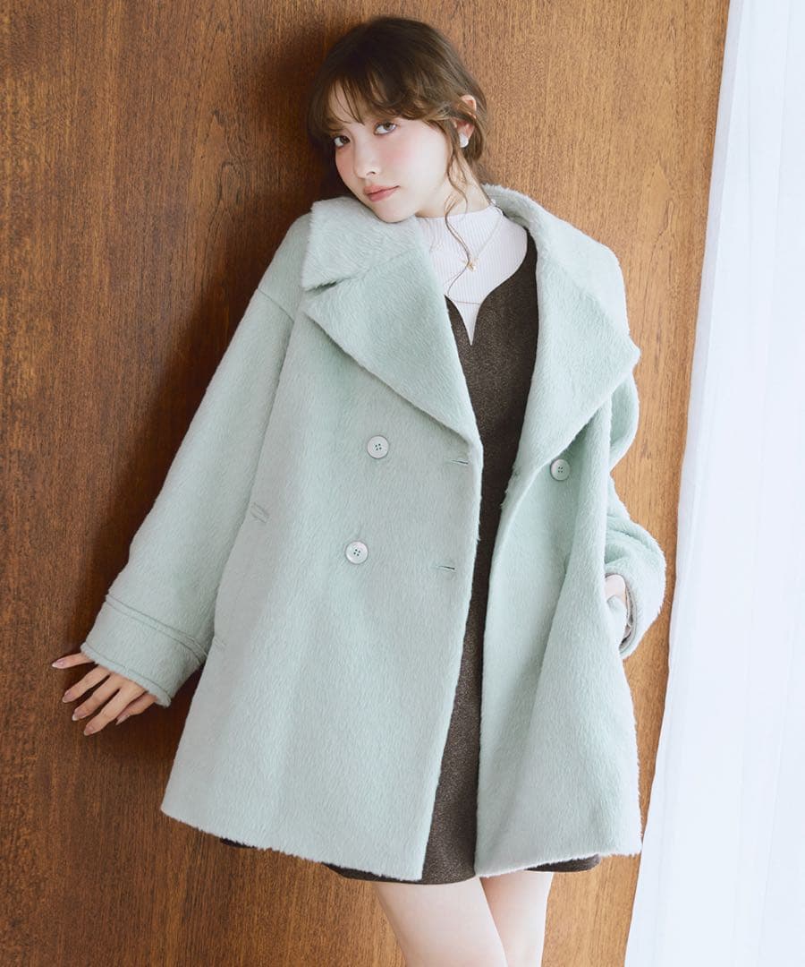 LILLIAN CARAT シャギーミドルコート グレイッシュミント - メルカリ