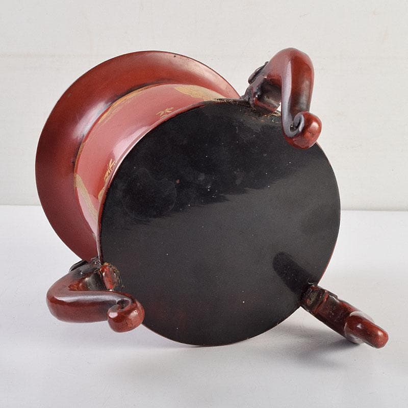 江戸時代 寛政期 朱塗 金蒔絵山水人物文 薄端 時代箱 V