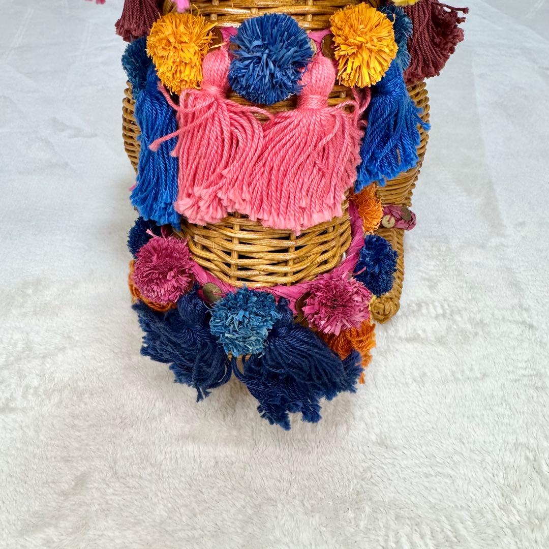 希少☆ ケイトスペード　ラクダ　ハンドバッグ　ラタン　カゴバッグ　マルチカラー