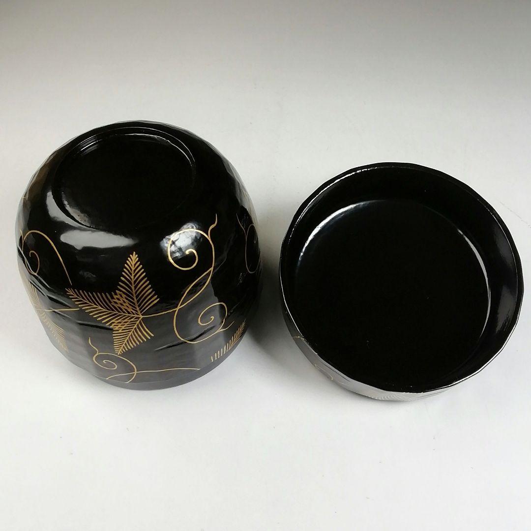 W77 棗 『松唐草』『一閑折焼 大棗』『道場宗廣 造』 共箱 茶道具