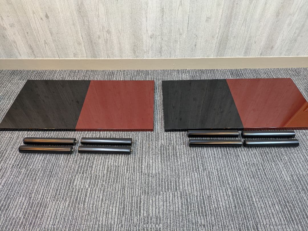 高級漆座卓】赤と黒の木製座卓 2台セット