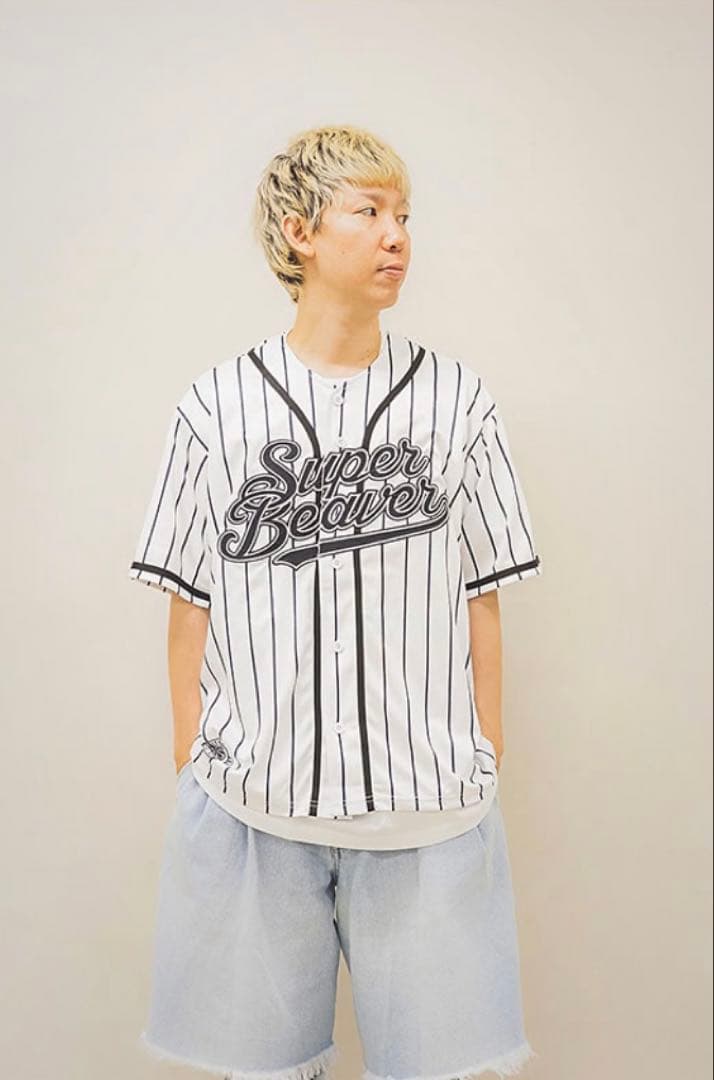 SUPER BEAVER ベースボールシャツ ストライプ Mサイズ