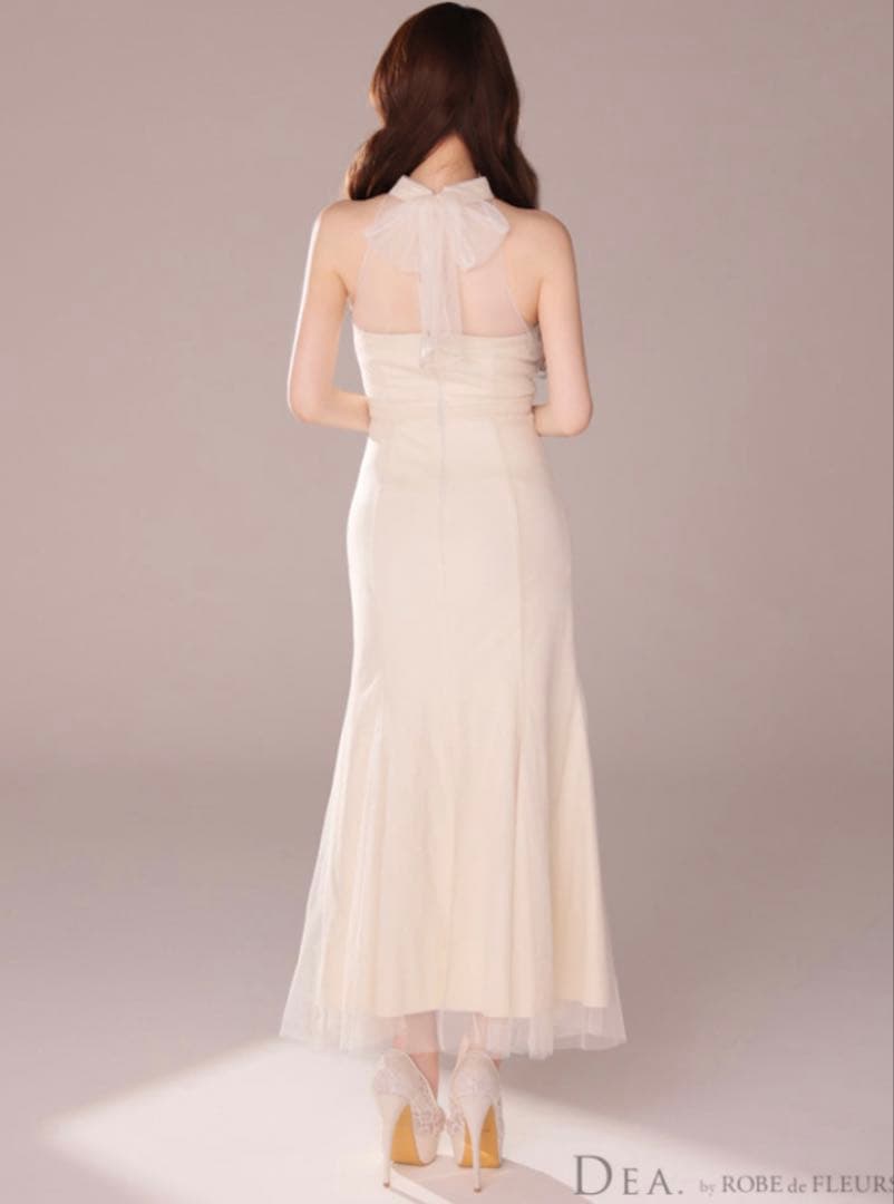 シースルーホルターネックチュールロングキャバドレス　ローブドフルール