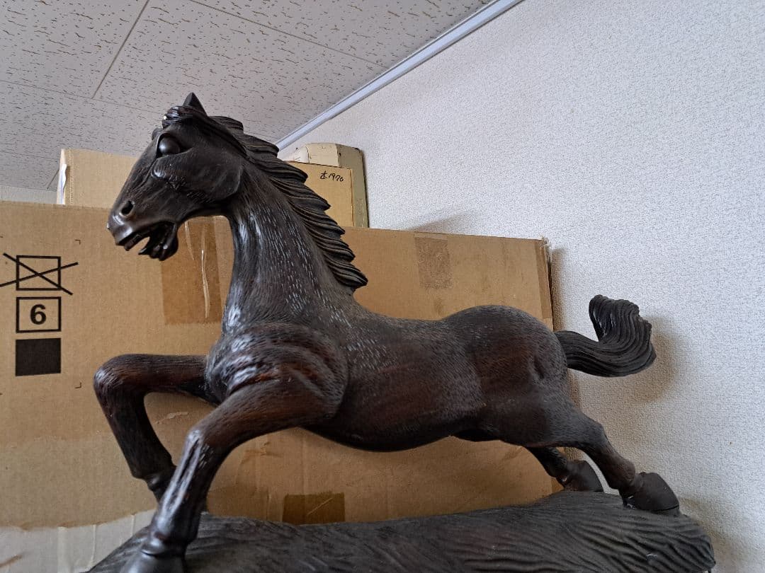 超高級】馬の木製彫刻 約50cm