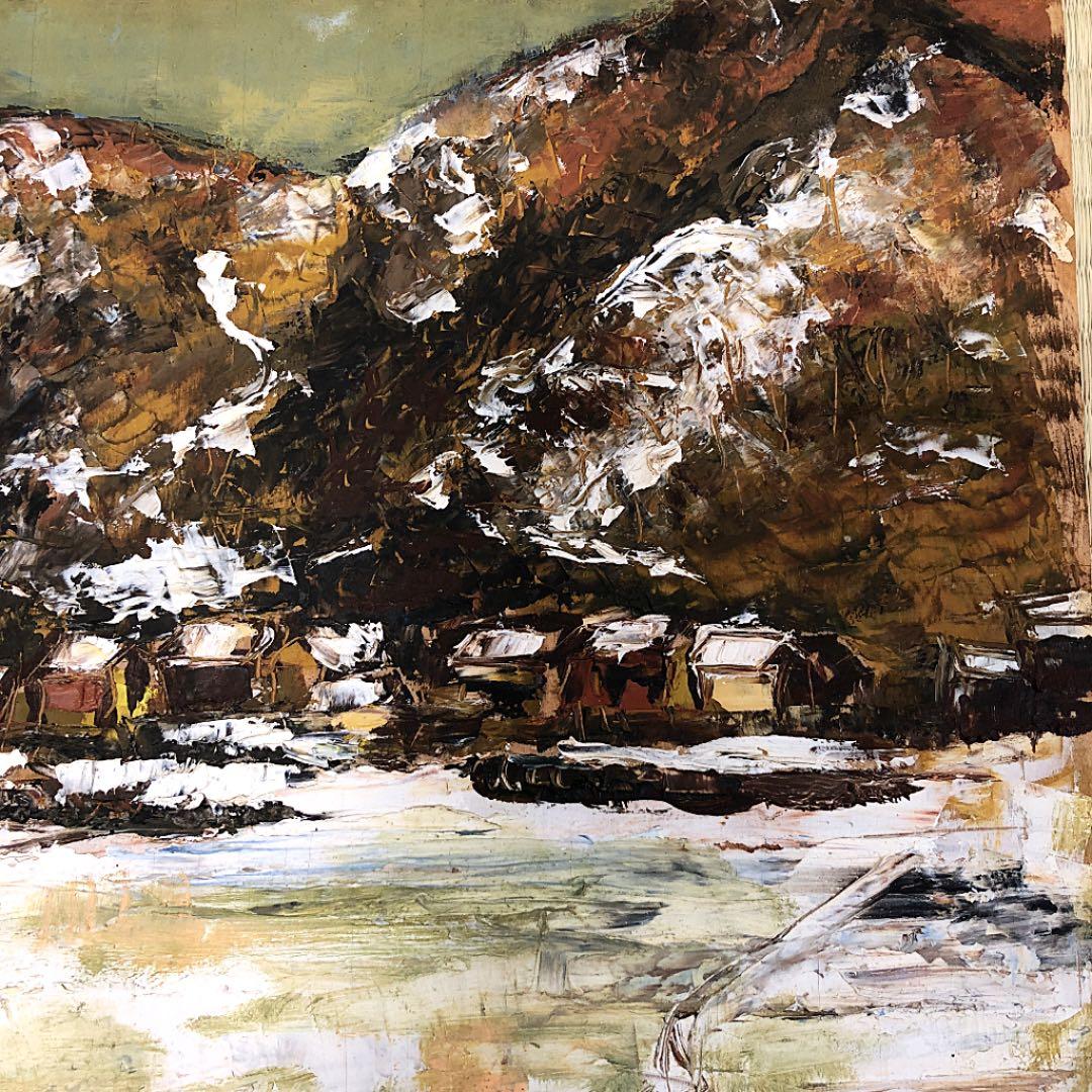 【山陰の風景】 ♦ 森下小枝子 ガラス絵 作家:初期作品 油絵 F4号