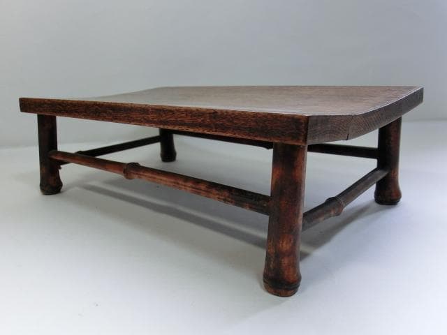 花台□古い木製四足長方形台 竹足 飾台 盆栽台 机 古