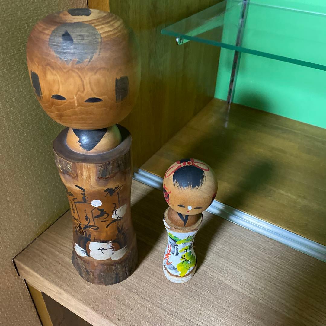 木製こけし人形 大小2体セット - メルカリ