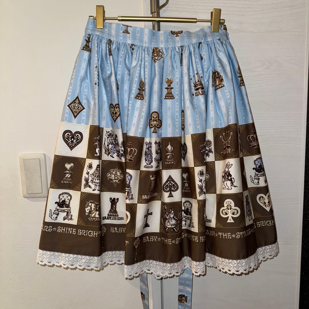 BABY チェスアリス柄スカート サックス