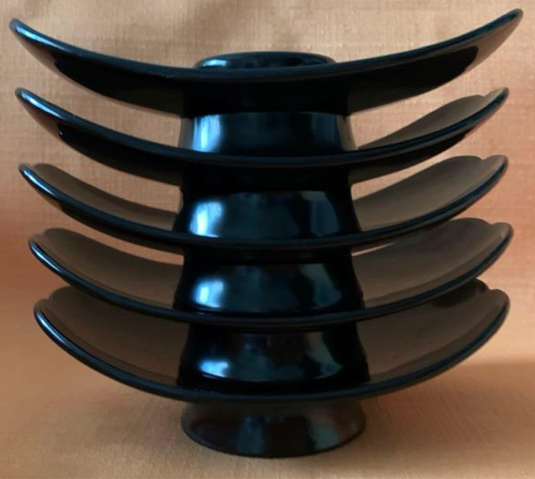 希少 伝統工芸品 輪島塗 高級 高台茶托 5客 黒 無地 珍品