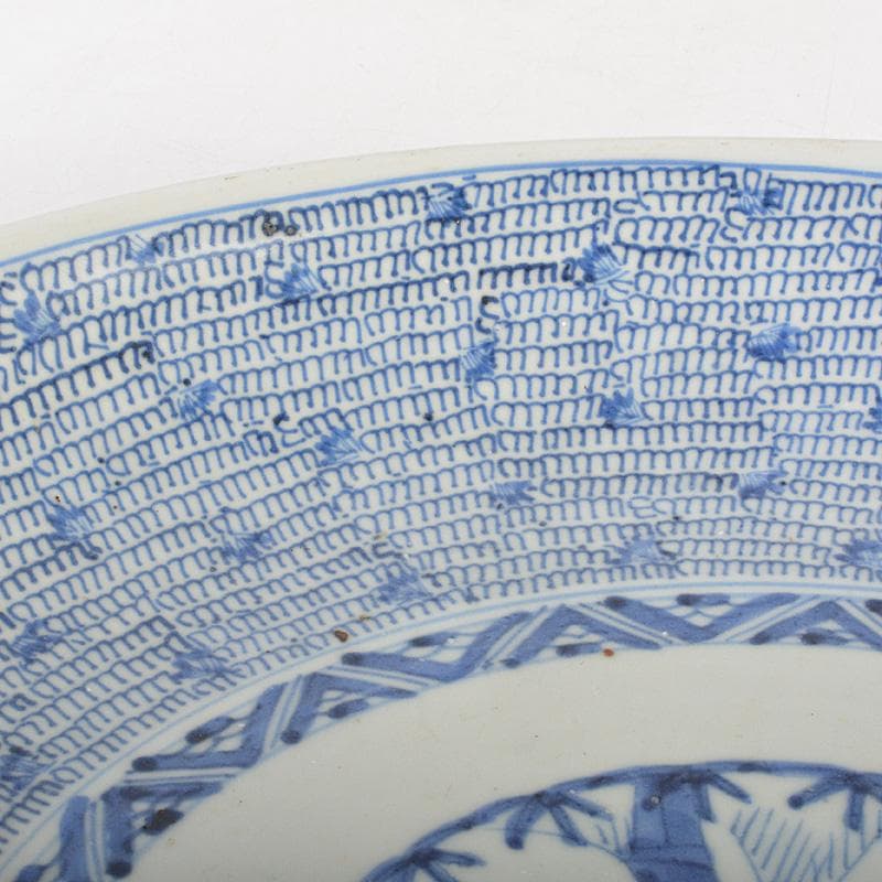 伊万里焼 古伊万里 大明成化年製款 染付 みじんこ文 大皿 C R5899C