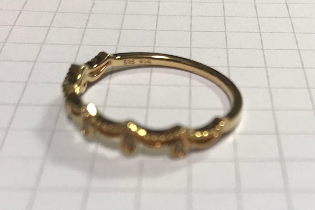 ete YG ブラウンダイヤモンド　スカラップ　レース　リング 14号