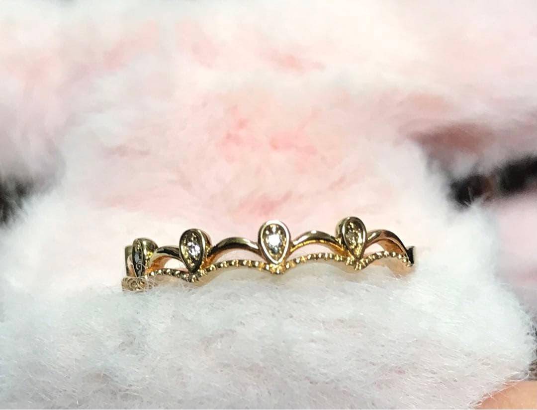 ete YG ブラウンダイヤモンド　スカラップ　レース　リング 14号