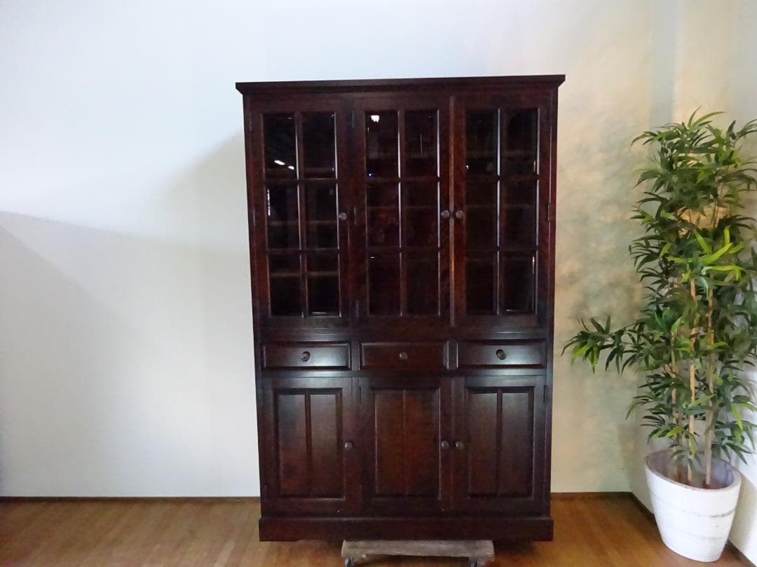 セール 北海道民芸家具 食器棚 キャビネット 樺無垢 和家具 和モダン