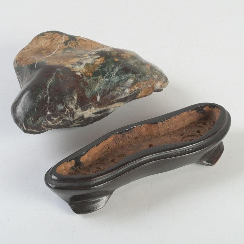 天然石 鑑賞石 菊花石 置物 重さ約792g 唐木台付 V 9424