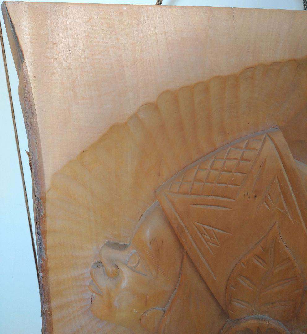 北海道 アイヌ 木製レリーフ 壁掛け アート レトロ 民芸品 - メルカリ