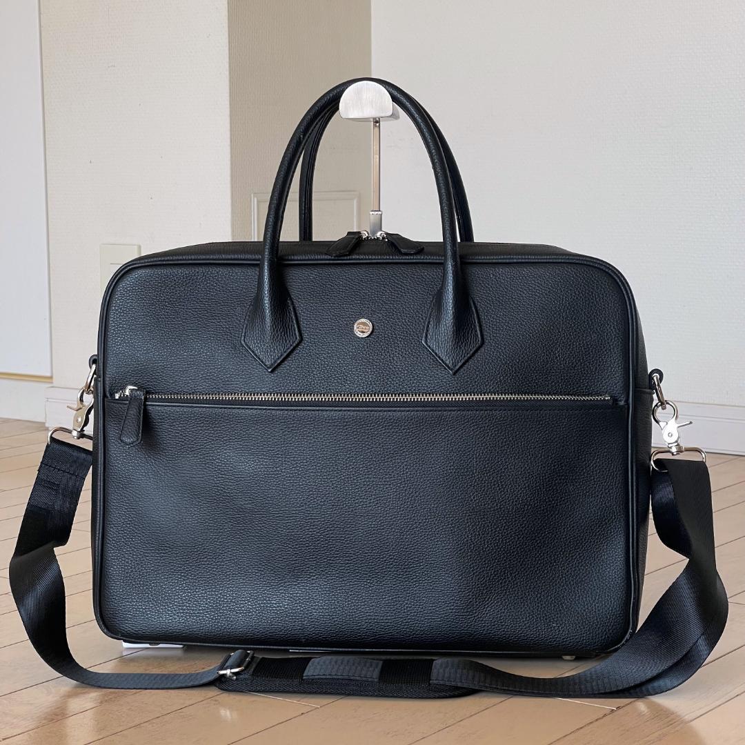 【美品・定価85,800円】hinn エンボスレザー ビジネスバッグ(オマケ付)