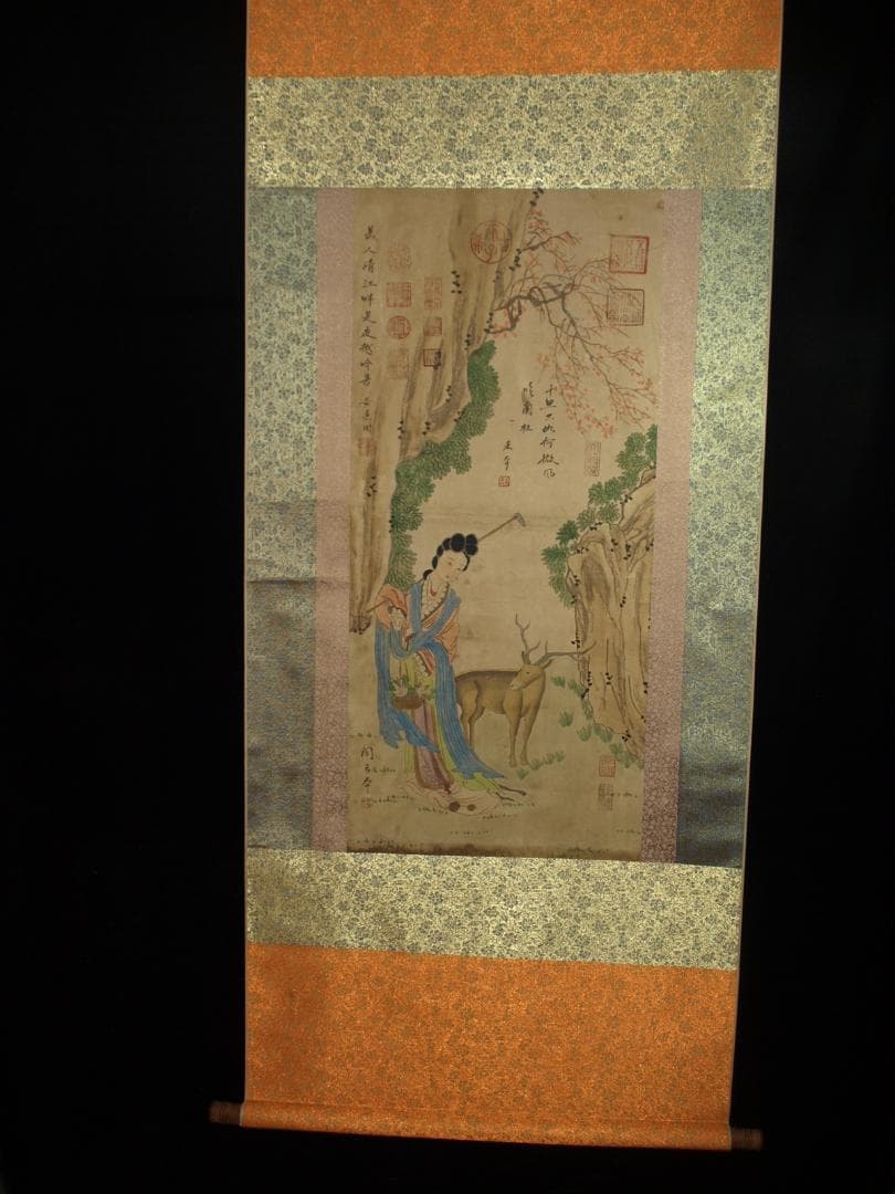 民間仕入れ品 中国時代の物図 肉筆絵 激安骨董BD216A13-3