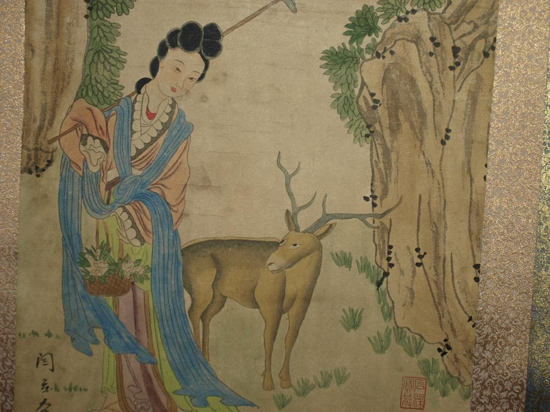 民間仕入れ品 中国時代の物図 肉筆絵 激安骨董BD216A13-3