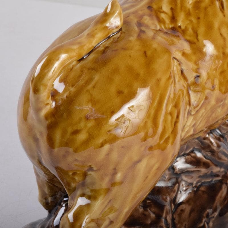 九谷焼 柳雨軒 三代八十吉 徳田正彦作 獅子 干支置物 共布共箱 C 8408A