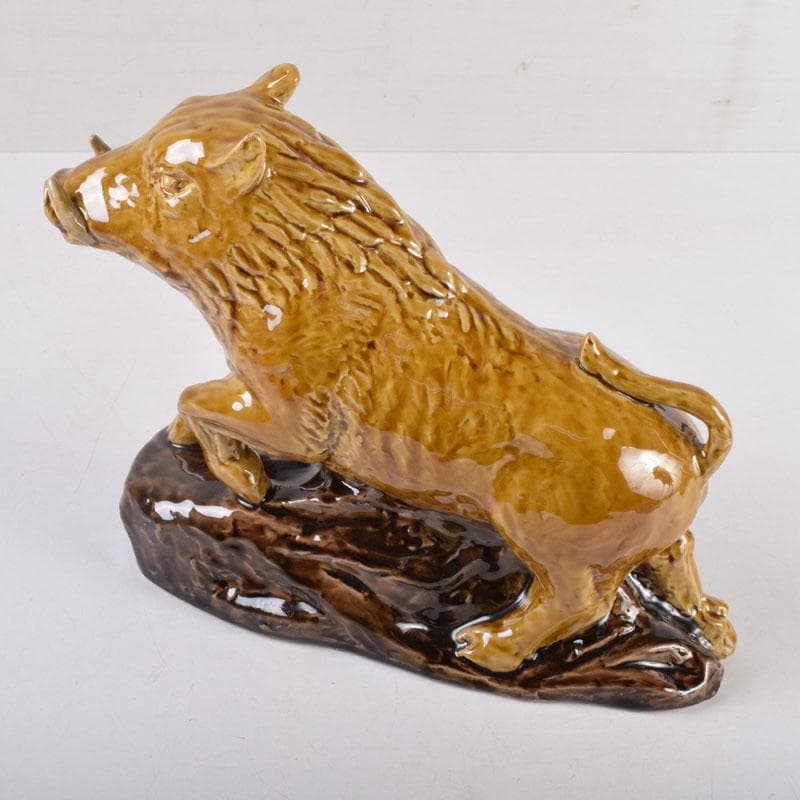 九谷焼 柳雨軒 三代八十吉 徳田正彦作 獅子 干支置物 共布共箱 C 8408A