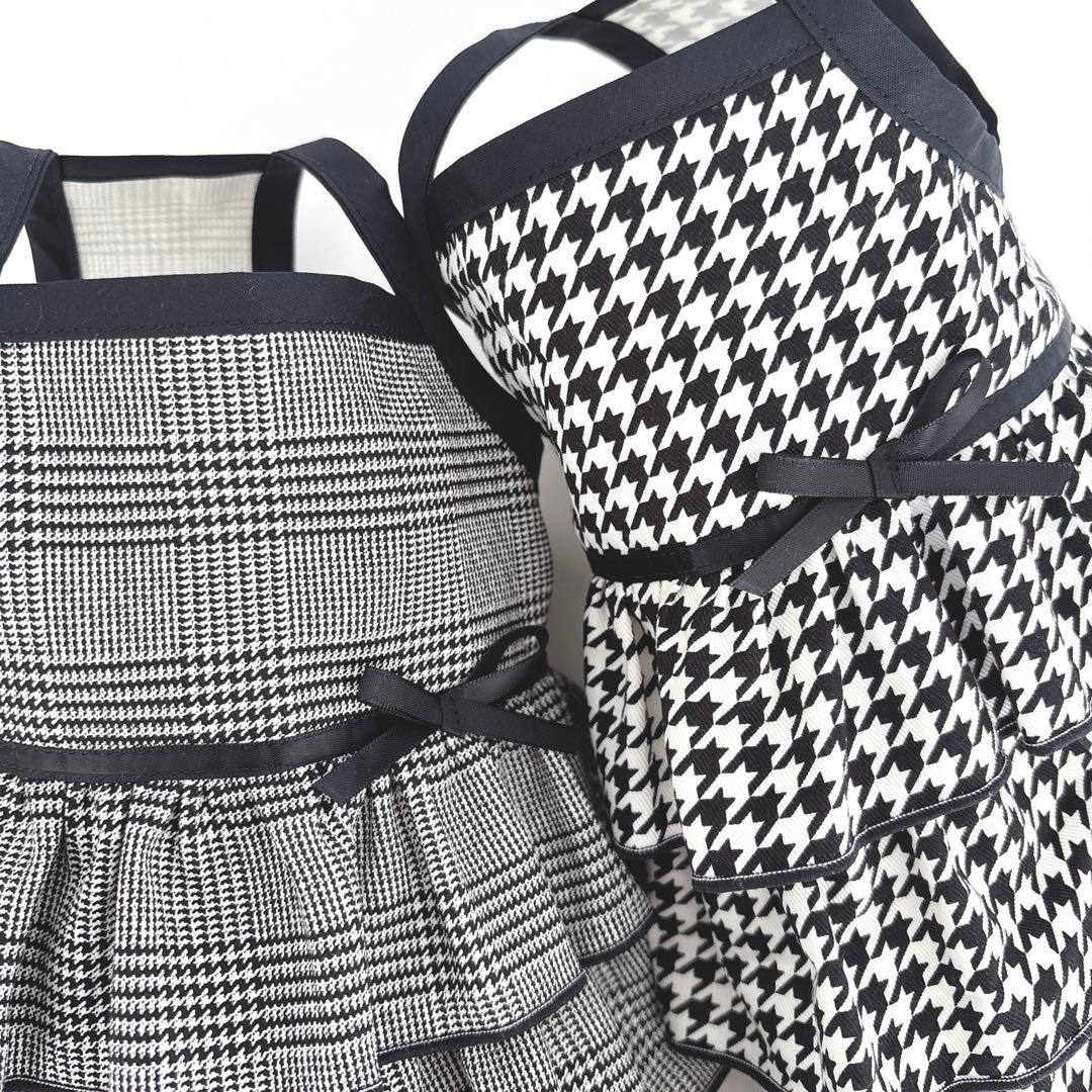 ハンドメイド グレンチェック 千鳥柄 3段ティアードワンピース 秋犬服