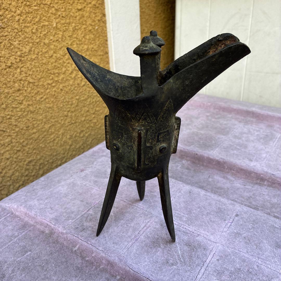 古風な青銅製三脚ワイン容器、ジュエ、宋明朝 三国志覇道 爵杯＆孫堅頭巾