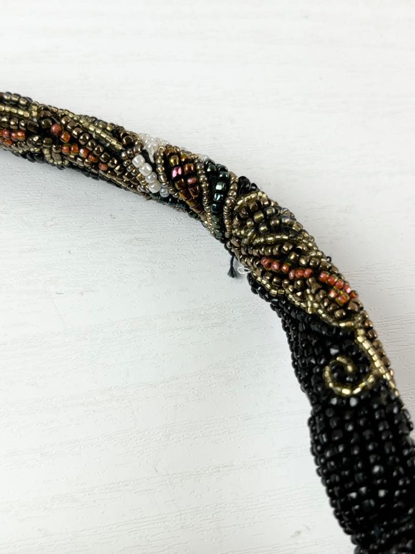 【美品】【柏ビーズ】 ビーズバッグ　ハンドバッグ パーティバッグ　黒