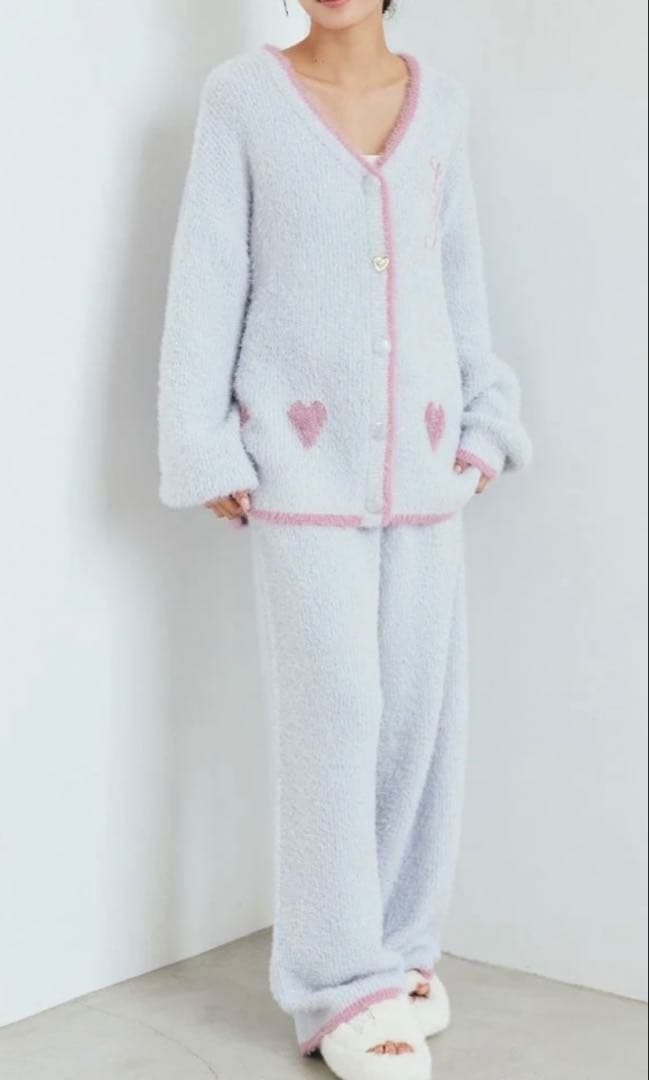 gelato pique/ジェラートピケ/ラメフェザーカーディガンとロングパンツ