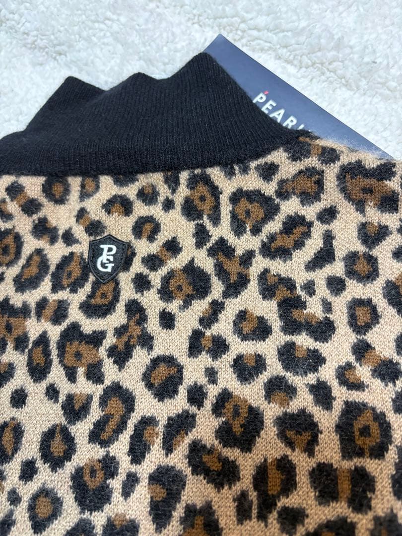 新品 パーリーゲイツ カシミヤ　ニット フルジップ レオパード サイズ0
