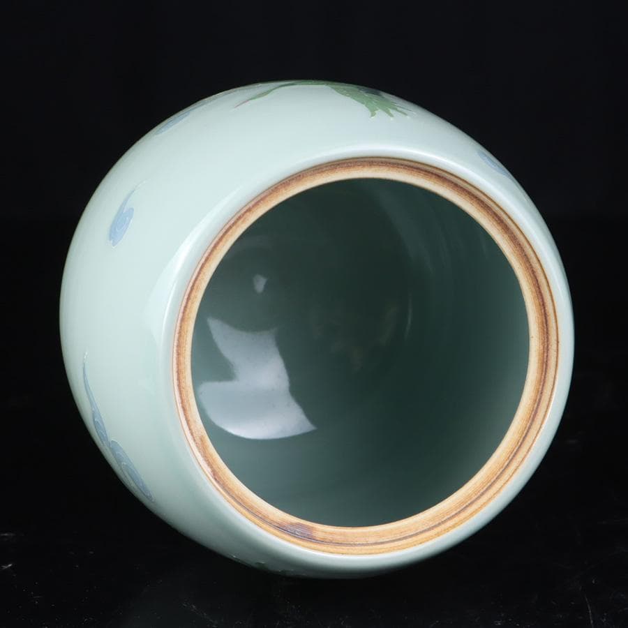 Y3122-29 茶道具 砥部焼 陶詩窯 山下勇 造 鶴文水指 共