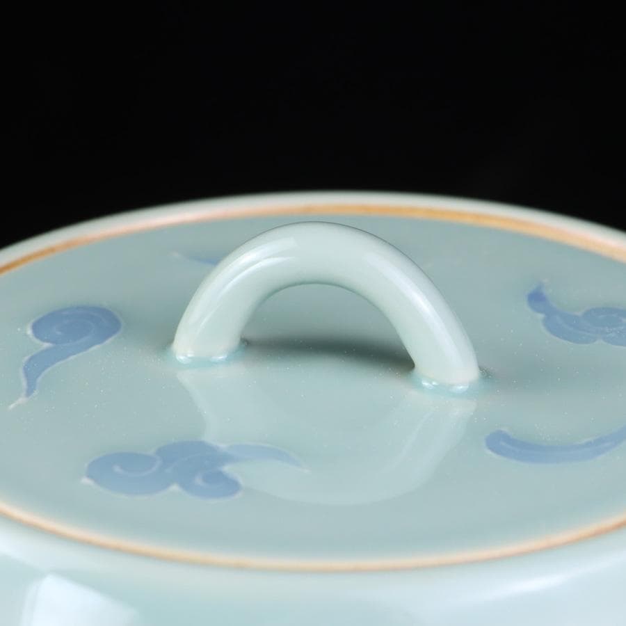 Y3122-29 茶道具 砥部焼 陶詩窯 山下勇 造 鶴文水指 共