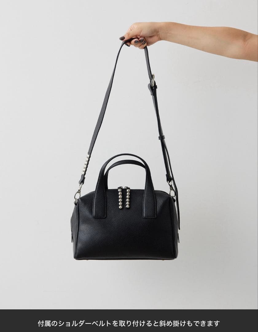 イアパピヨネ★本革/ショルダー付き スタッズボストンバッグ