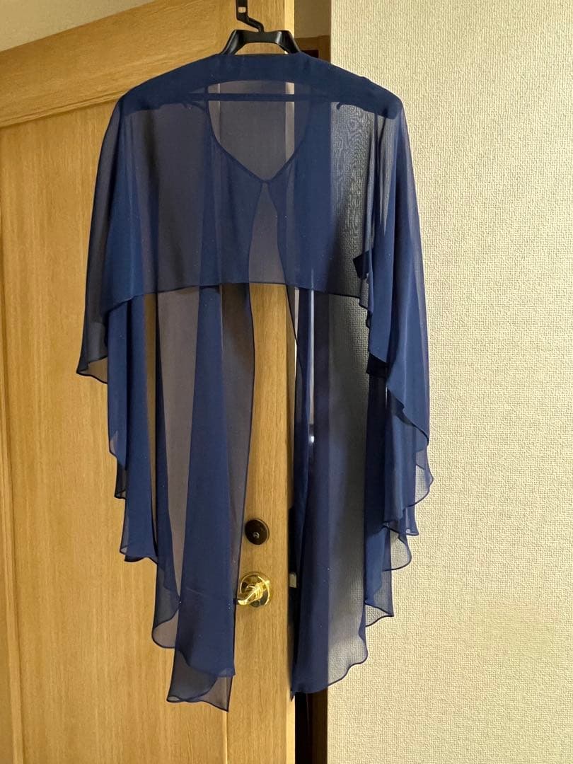 ネイビー シフォン カバーアップ ケープ ストール パーティードレス用