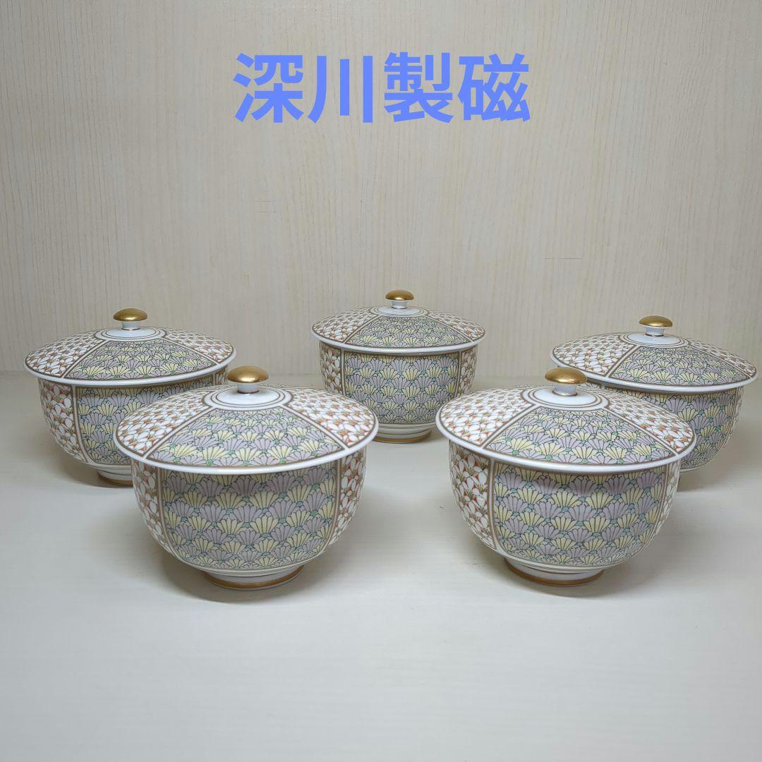 深川製磁 宮内庁御用達 梅菊地紋 汲出碗揃 蓋付湯呑み5客 - メルカリ