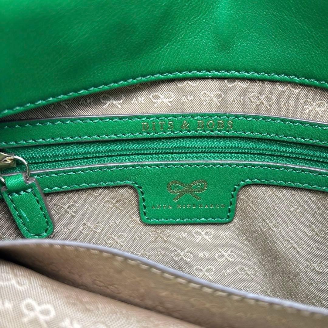 良品◎ アニヤハインドマーチ 斜めがけ可 ショルダーバッグ レザー グリーン