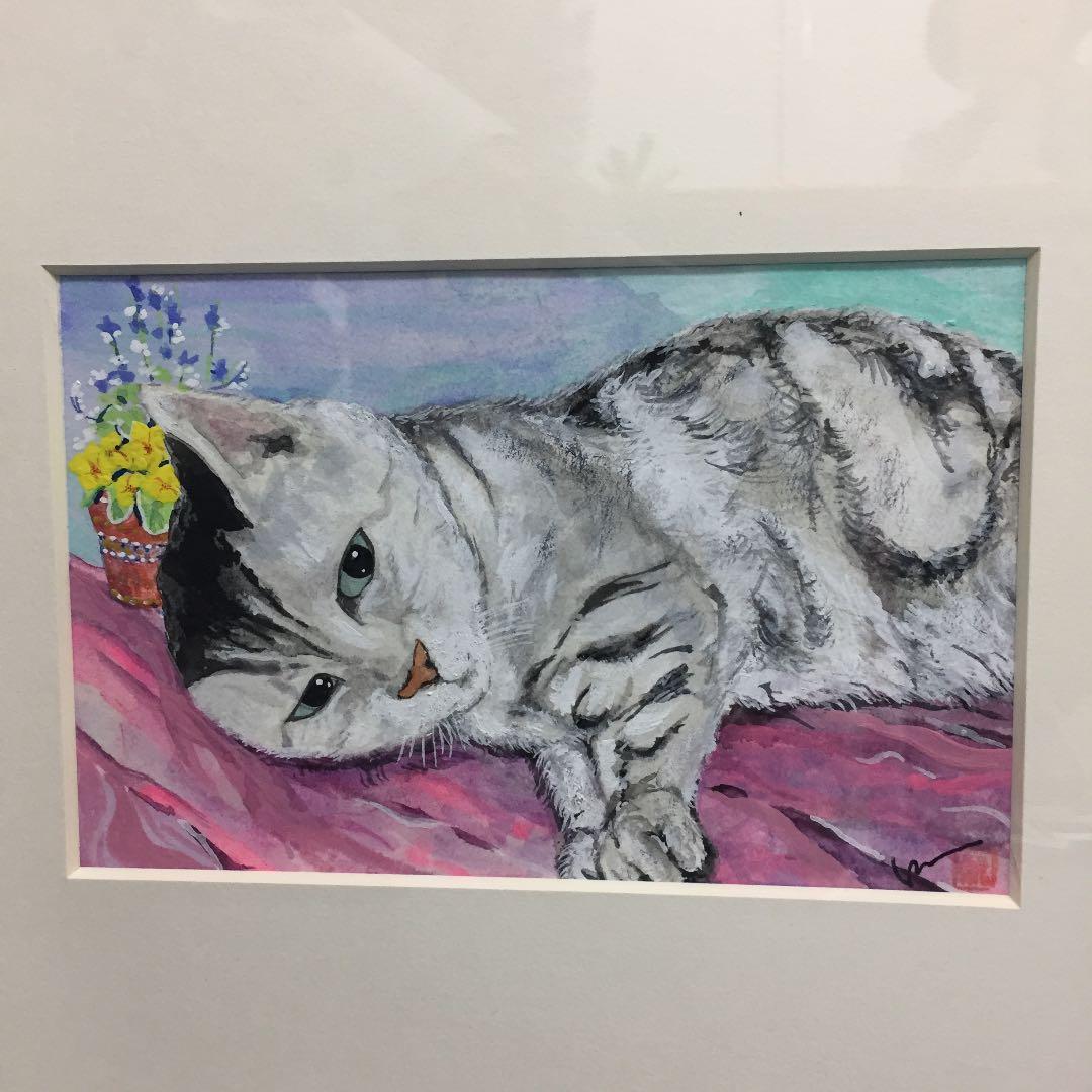 ☆ペットのイラスト オーダーメイド作品 アクリル画 額付