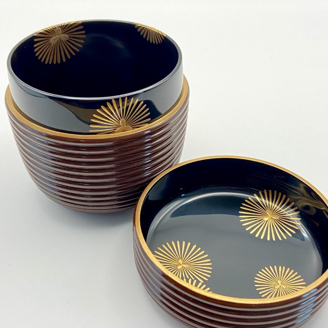 大棗 潤塗 独楽筋 中谷秀斉 共箱入 茶道具 薄茶器 漆芸 伝統工芸品