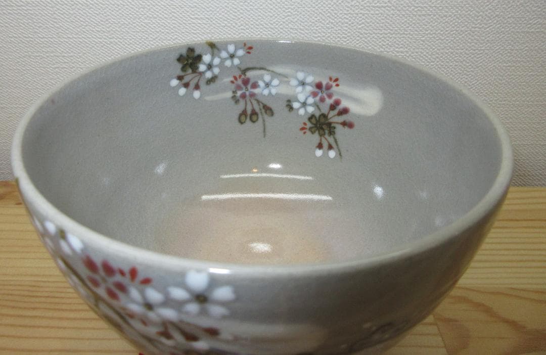 送料込【逢絢亭・新品】茶道具 茶碗 京焼 乾山 桜流水の図 山川巌窯 共