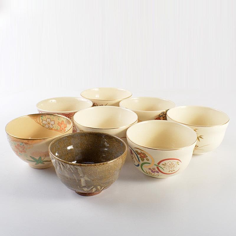 京焼 清水焼 宮地英香 小栗龍靖 井原瑞雲など 茶碗 八点 V