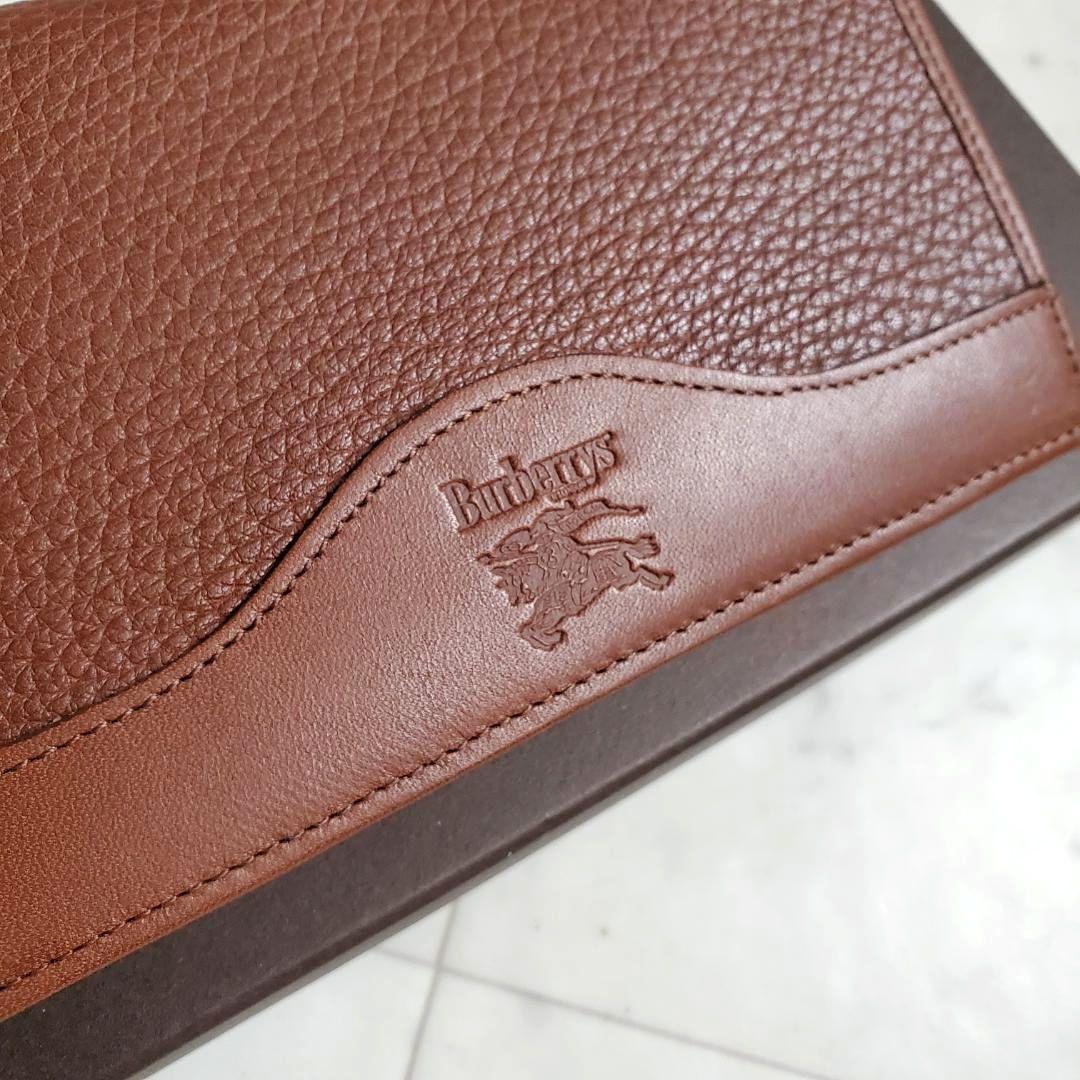 バーバリー BURBERRY 折り財布 ミドル がま口 極美品 レザー ブラウン