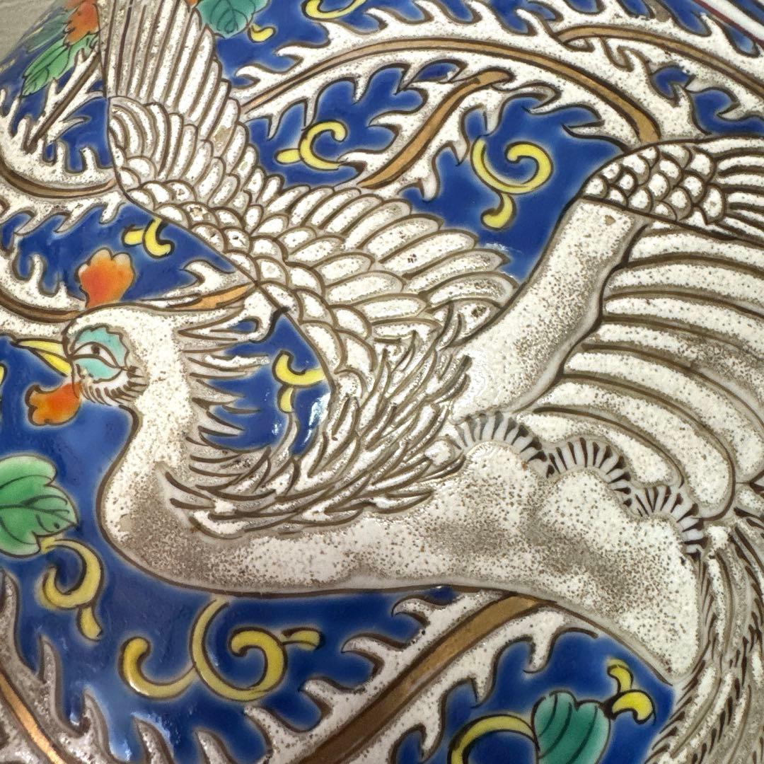 伊万里　十錦手　色絵彩色牡花唐草鳳凰紋　火鉢