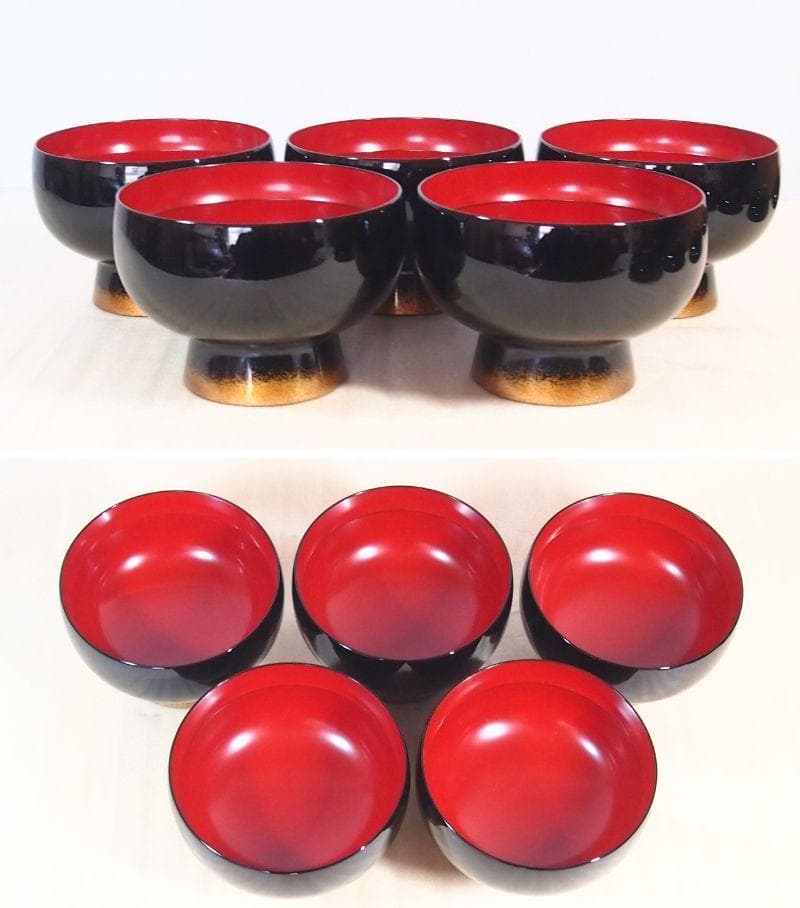 高級・未使用】輪島塗 大向高洲堂 竹林祐行 縁梨地 煮物椀 5