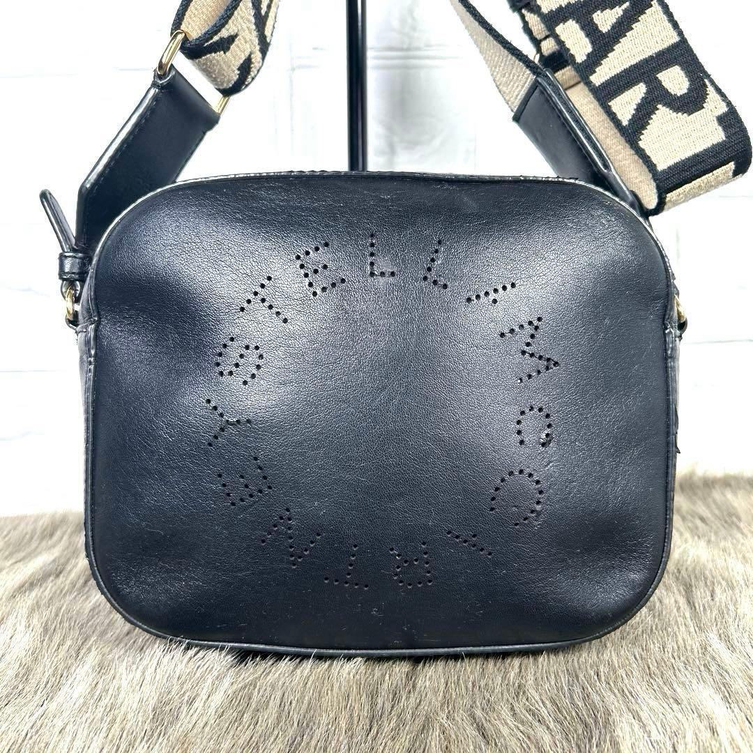 ステラマッカートニー　ショルダーバッグ　サークルロゴ　黒　カメラバッグK1486