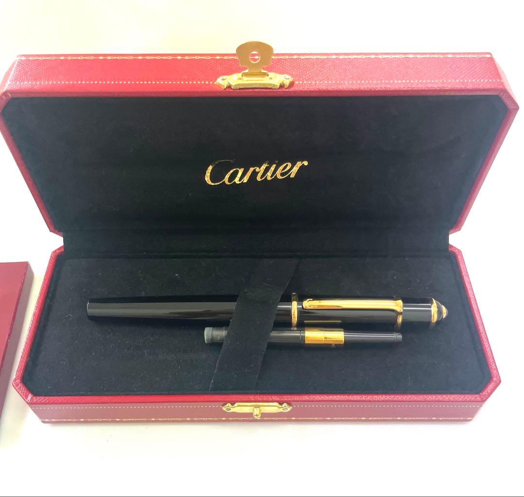 超美品 カルティエ 万年筆 ブラック ペン先 18K Au750