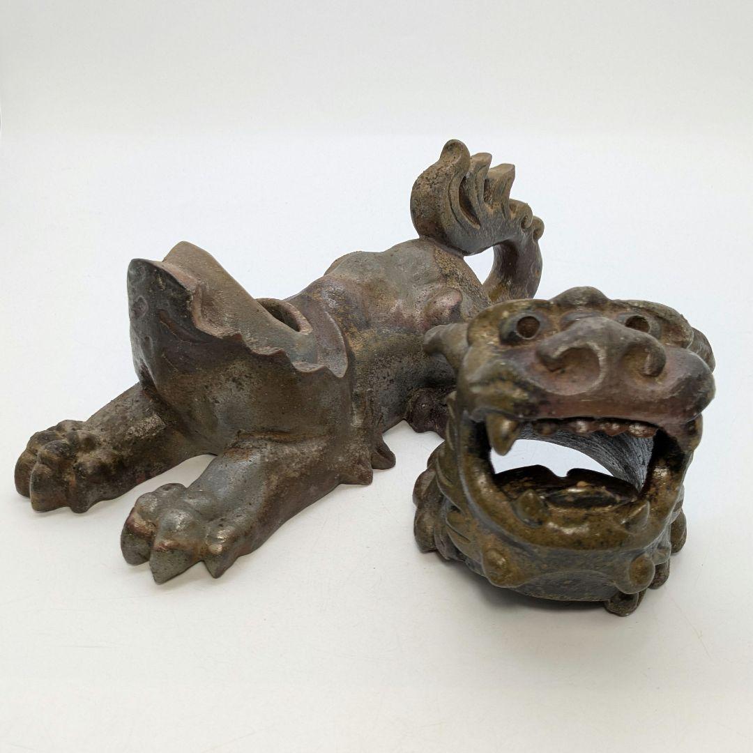 未使用】岡山県重要無形文化財 浦上善次 備前焼 獅子香炉 共箱共布