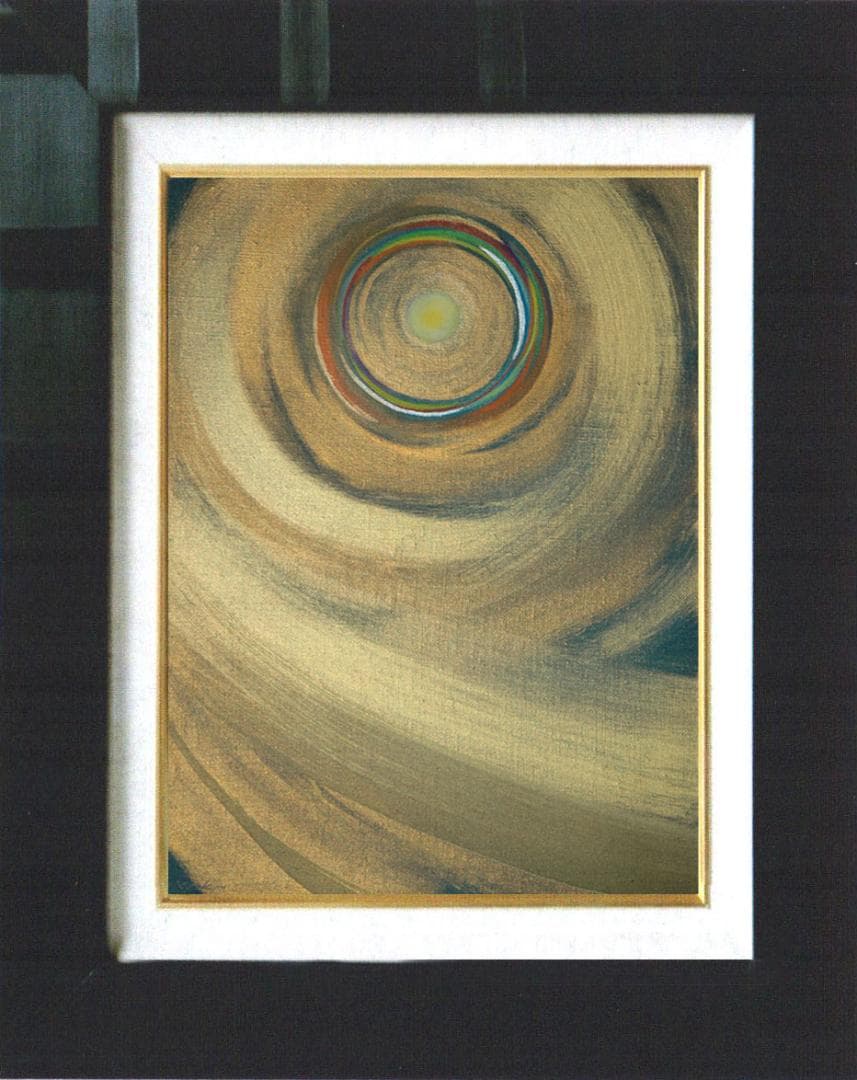 油絵 菅家令子 絵 絵画インテリア額付(青緑＋金色の枠)F4-G212023祈り